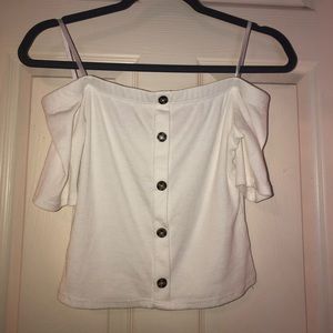 white bottom down crop top